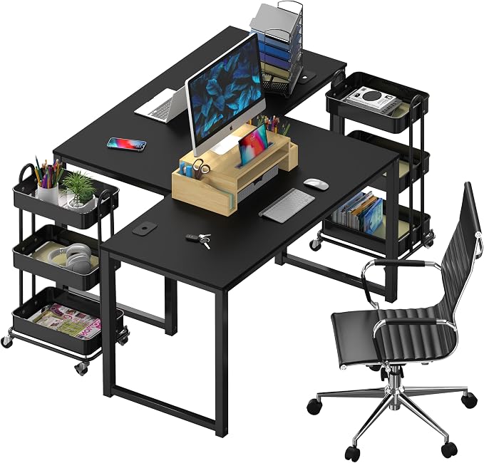 SHW 48-Inch Commercial-Grade Office Computer Desk, Black | 10-Year Limited Warranty