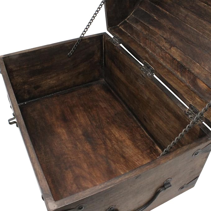 Nautical Cove Treasure Chest Keepsake and Decorative Wood Box (XXX-Large 16x11x11) - Storage Box, Wooden Box with Hinged Lid, Rustic Storage, Pirate Storage Box, Vintage Wooden Chest