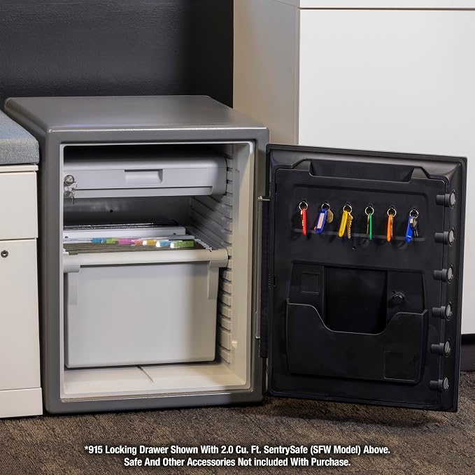 SentrySafe Plastic White Locking Drawer for SFW205 Fireproof and Waterproof Safes, Multi-Positional Shelf Accessory for Floor Safes, 915
