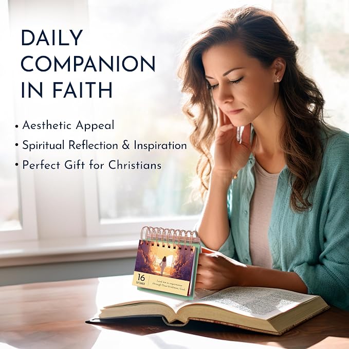 Religious Daily Devotional Calendar for Women, 366 Devotions & Reflections | Religious Gifts for Women, Devotional Flip Calendar, Faith Desk Decor, Daily Reflections & Prompts, Daily Moments With God