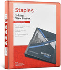 Staples Standard 1-Inch 3-Ring View Binder, Orange, 220 Sheets | Compact binder for office, school, and home document organization.