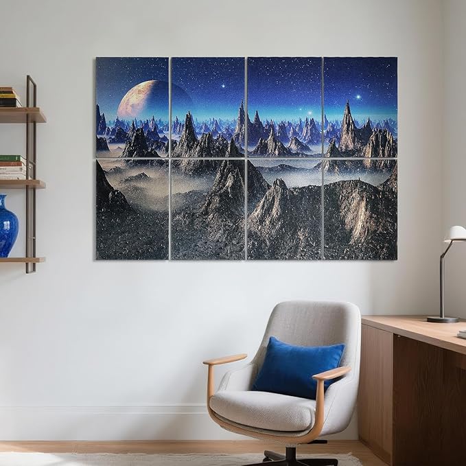 UMIACOUSTICS 8 Pcs 0.7Inch Thick Art Acoustic Panels, Total 47.2” x 31.5” Decorative Acoustical Wall Panels, Sound Absorbing Art Panels for Home, Office, Hotel, Astral Mystery Realm