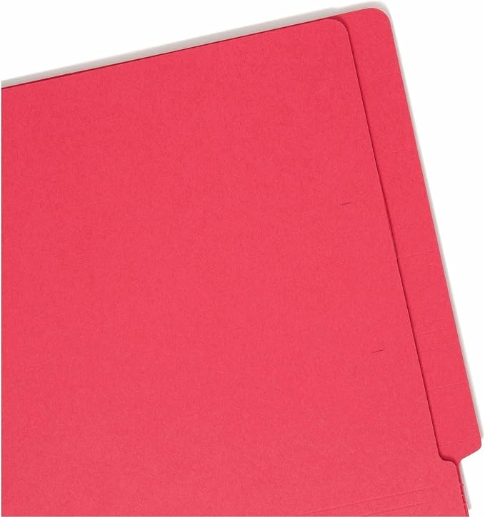 Smead End Tab File Folder, Shelf-Master Reinforced Straight-Cut Tab, Letter Size, Red, 100 Per Box (25710)