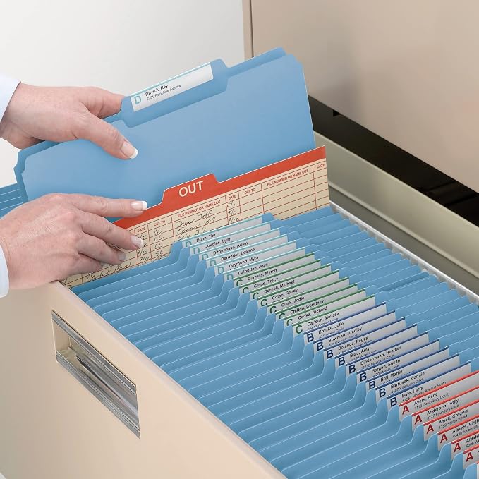 Smead Pressboard File Folder, 1/3-Cut Tab, 1" Expansion, Letter Size, Blue, 25 per Box (21530)