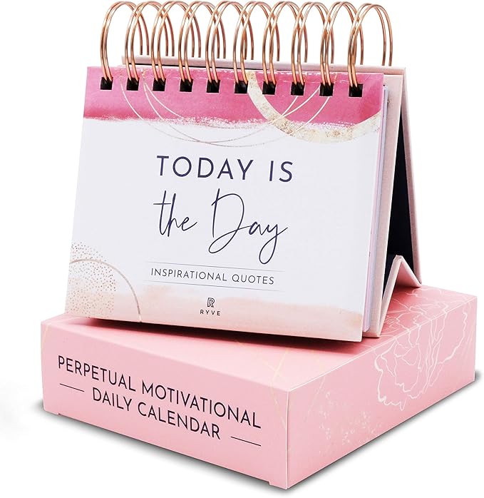 Pink Motivational Desk Flip Calendar with 366 Daily Affirmations for Women | Inspirational Perpetual Desk Calendar, Positive Affirmations & Quotes, Girl Boss Pink Office Decor, Reflection Prompts
