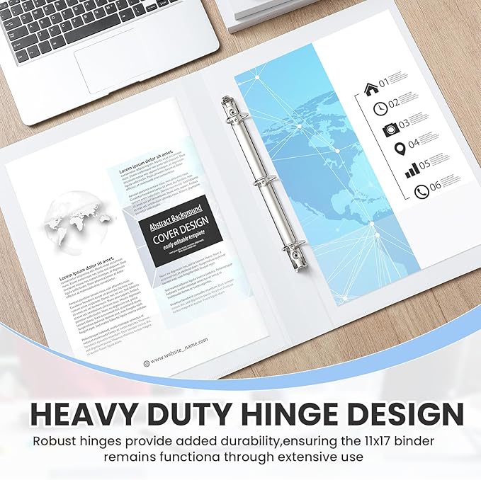 4 Pcs 11 x 17 1 Inch 3 Ring Binders View Cover Heavy Duty Plastic Flexible 1" D Rings Binders Economy Holds 11" x 17" Paper for Office, Home, Work Places Store Artwork Blueprints