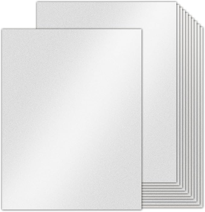 100 Sheets Silver Shimmer Cardstock 8.5 x 11 Metallic Paper | Goefun 80lb Card Stock Printer Paper for Invitations, Crafts, DIY Cards，Graduations
