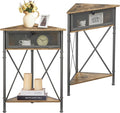 VECELO Cabinet/Table, 3-Tier Display Shelves with Protection Door, Metal Frame Storage Shelf Organizer for Small Space, Living Room, Kitchen, Bathroom, Set of 2, Grey+Black