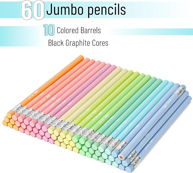 Mr. Pen- Jumbo Pencils, 60 pcs, Preschool Pencils, Large Pencil