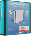 Staples Better Binder, 3-Inch 3-Ring View, Light Blue, 2-Pack | Durable binder for office and school document organization and storage.