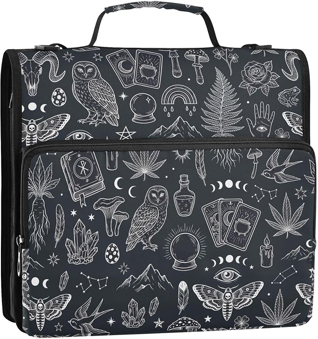 Zipper Binder Bag 3 Ring File Folder Portfolio Organizer Zippered Binder Bags with Strap Fits Laptop Women Men