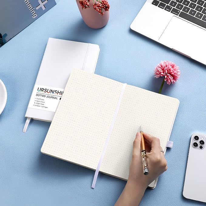 Dotted Journal/Notebook - Dot Grid Hard Cover Notebook, 5.3'' x 8.26''
