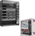 7-Tier Magnetic File Holder, No Drilling Wall File Organizer, Hanging File Organizer, Vertical Holder Rack for File Cabinets, Whiteboard, Refrigerator
