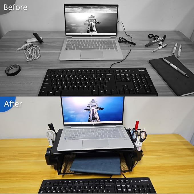 Monitor Stand Riser, Metal Laptop Stand, VMMR01-WDB