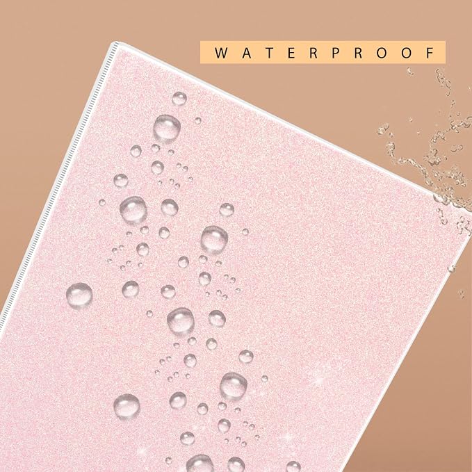 NatureTouch Glitter 1 Inch Binder Organizer (10.5'' x 11.5'') - Waterproof Durable View Binder, Holds 8.5'' x 11'' Letter Size 300 Pages, Pale Pink