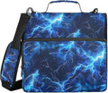 Blue Electric Lightning 3 Ring Binder Bag 1.5 inch Binder Organizer with Zipper Shoulder Strap 500 Sheet Documents Storage for School Office