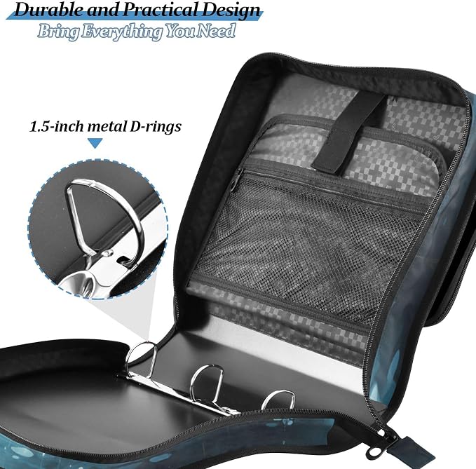 Sea Turtle Binder Bag 3 Ring Zipper with Handle Shoulder Strap | for School Work Office Organizer Storage Case