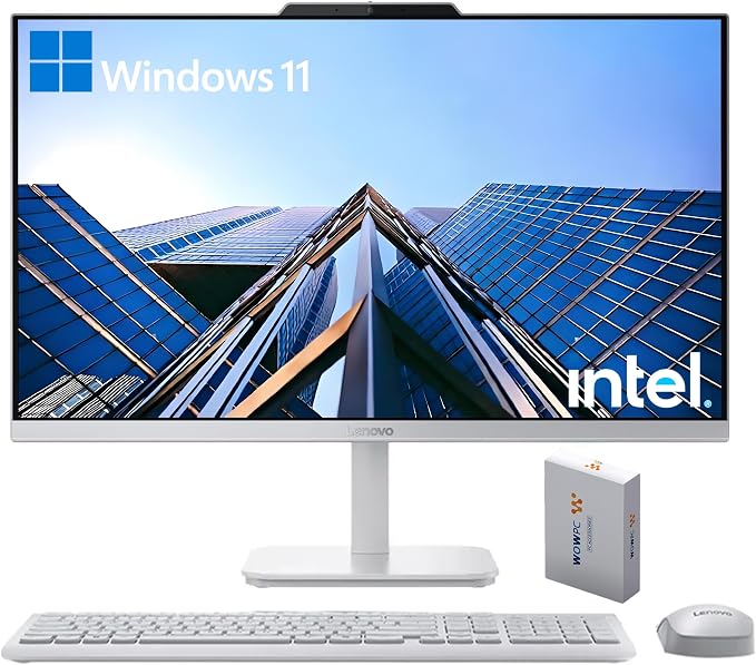 Lenovo 24" FHD All-in-One Desktop Computer for Home & Office, Intel Processor, 16GB RAM, 512GB PCIe + 500GB External, Business AIO, HDMI, Bluetooth 5.2, Vent-Hear, Wireless Keyboard & Mouse, Win 11