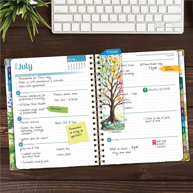 HARDCOVER Academic Year 2026-2027 Planner: 14 Months (May 2026 Through June 2027) 8.5"x 11" Daily Weekly Monthly Planner Yearly Agenda. Bookmark, Pocket Folder and Sticky Note Set (Tree Seasons)