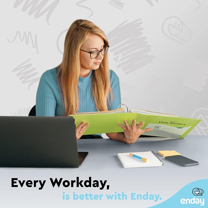 Enday 1/2 inch Binder 3 Ring Binder (6 Pack - Assorted Colors) O-Ring Binder with Clear View Cover and 2 Inside Pocket - for Letter Size 8.5 x 11'' Paper, Ideal for School Supplies, Office, and Home