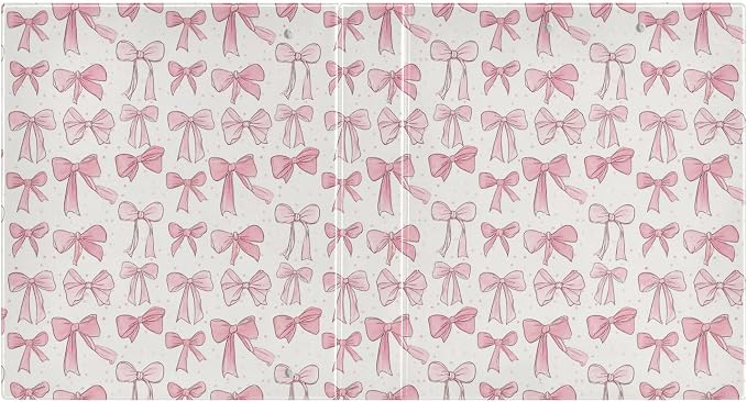 Cute Bow Knot Doodle Pattern Round Ring Binders 1.5 Inch Pink Polka Dot White Black Stripe Stars 3 Ring Clipboard Binder for Office School Work Supplies File Folder 200 Sheet Capacity 2 Pieces