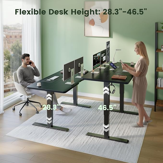 CubiCubi 63 x 28 Large Electric Standing Desk, Height Adjustable, Black | 28" Deep Desktop, Sit Stand up Home Office Desk, Computer Workstations, Advanced Motor, High-Strength Frame, 176 lbs Capacity