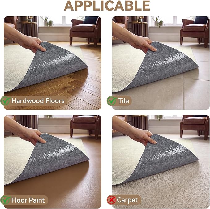 Office Chair Mat for Hardwood Floor Non Slip Protector Beige 35"x53" | PU Self-Adhesive Rolling Chair Mat for Under Desk, Large Duty Hard Floor Protectors for Wood/Tile, Desk Rug for Home Office