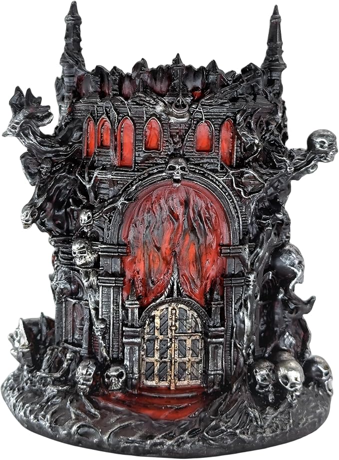LOOYAR Gothic Inferno Castle Resin Pen Holder for Office & Home Decor | Gothic inferno castle design Premium resin with fine details Holds pens or makeup tools Works For desk vanity aquarium decor