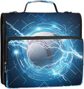Baseball Lightning 3 Ring Binder Bag 1.5 inch Binder Organizer with Zipper Shoulder Strap 500 Sheet Documents Storage for School Office