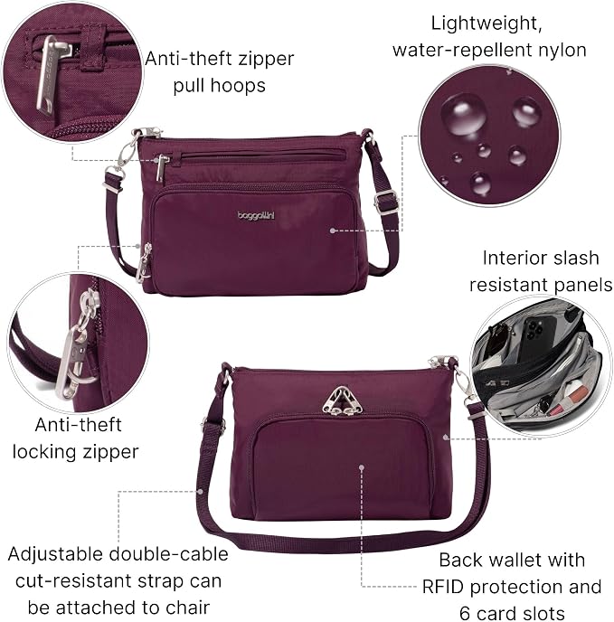 Baggallini Securtex Anti-Theft Keepsake Crossbody