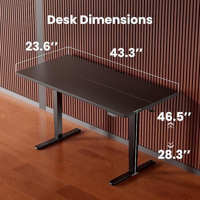 ErGear Height Adjustable Electric Standing Desk, 44 x 24 Inches Sit Stand up Desk, Memory Computer Home Office Desk, Black