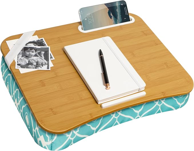 LAPGEAR Designer Lap Desk – Aqua Trellis, 2-Pack with Storage Basket