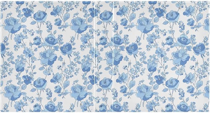 Aslsiy Vintage Blue Floral Moth 3 Ring Binder 1.5 Inch White Round Clipboard Binder Decorative Harcover Binder Organizer for Office Supplies