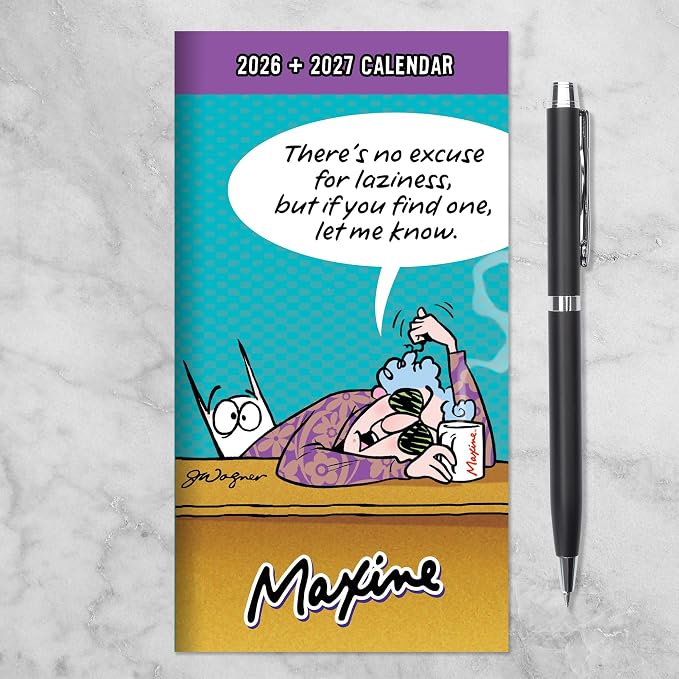 TF Publishing 2026-2027 Maxine Small Monthly Pocket Planner with 2 Page Large Calendar Grid and Lined Notes Section - 2 Year Pocket Calendar 2026-2027 Perfect for Purse - 3.5in x 6.5in