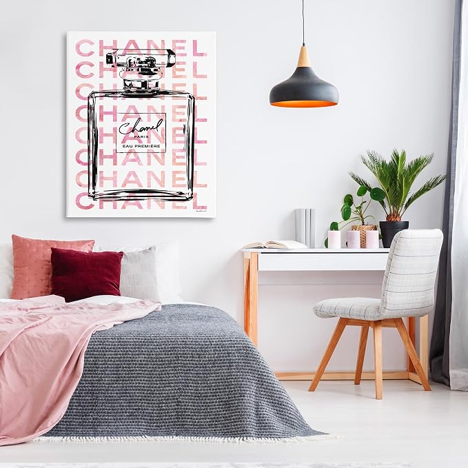 'Glam Perfume Bottle Brand Text'| Canvas Art | Stupell Industries | 36 x 48 Inches, Easy to Hang and Sturdy, Made in USA, by Amanda Greenwood