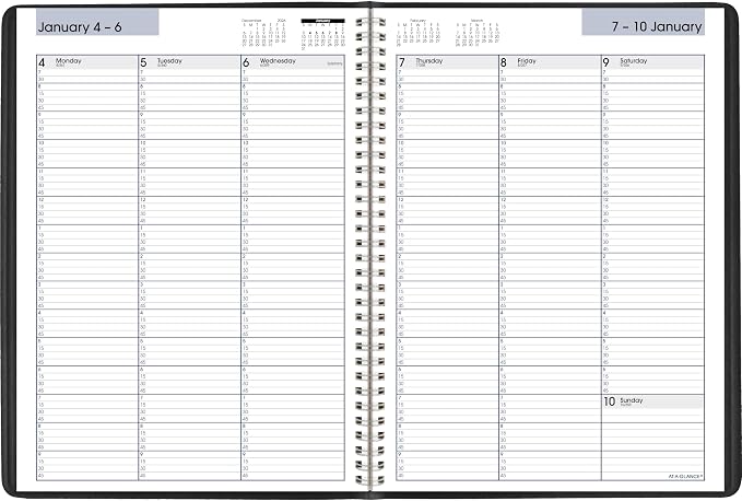 AT-A-GLANCE 2027 Appointment Book Planner, Weekly, 8" x 11", Quarter-Hourly, DayMinder, Black (G5200027)