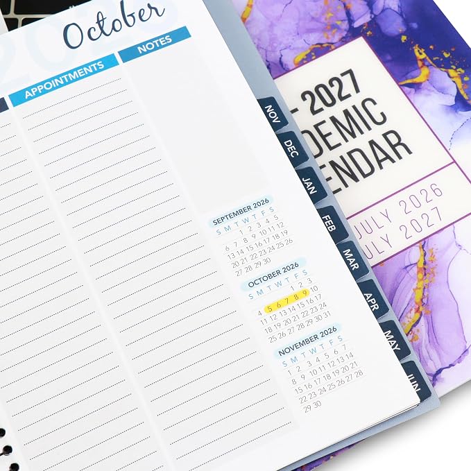 RE-FOCUS THE CREATIVE OFFICE, 2026-2027 Academic Calendar, Monthly and Weekly Views with Time Slots, To-Do List (White)