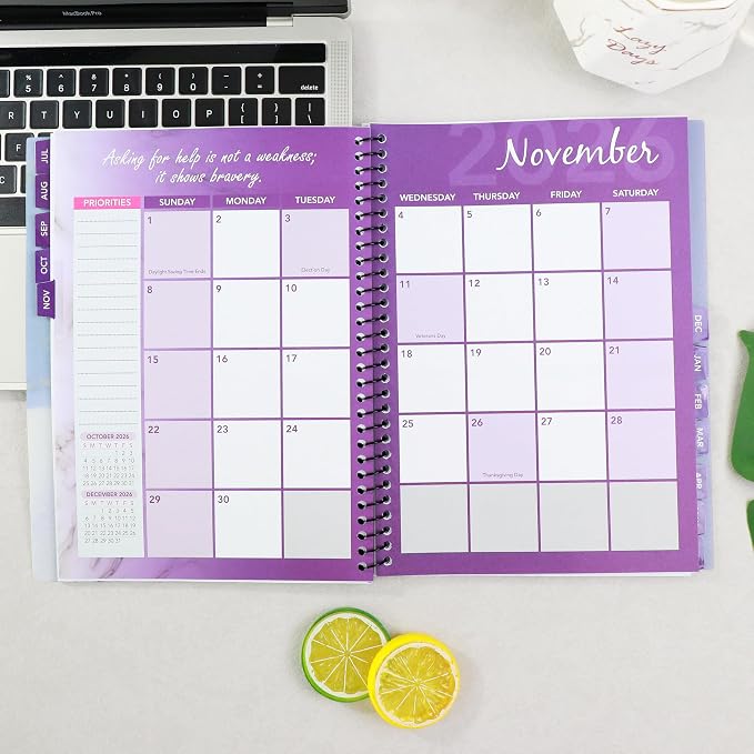 RE-FOCUS THE CREATIVE OFFICE, 2026-2027 Academic Calendar, Monthly and Weekly Views with Time Slots, To-Do List (Purple)