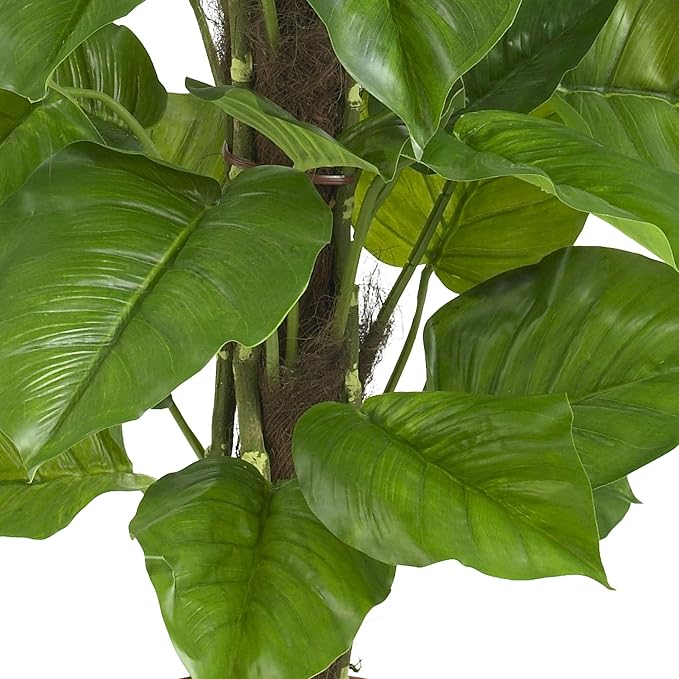 Nearly Natural 6583 Large Leaf Philodendron Decorative Silk Plant, 52-Inch, Green | Twisting Stems, Large Lifelike Foliage, Maintenance-Free, Nursery Pot Included, Perfect Office or Living Room Accent