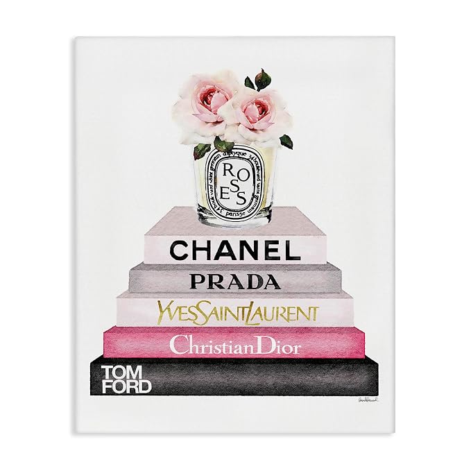 Stupell Industries Book Stack Fashion Candle, 24 x 30 Inch Canvas Wall Art | Stupell Industries · By Amanda Greenwood · Graphic art still life charm · Ready to hang · Made in USA