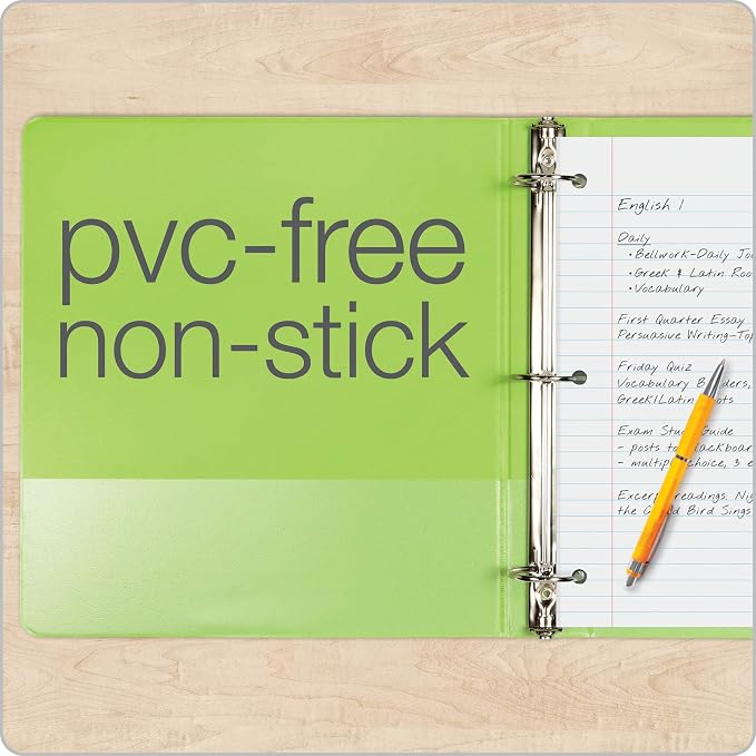 Cardinal 3 Ring Binders, Round Rings, Holds 350 Sheets, ClearVue Presentation View, Non-Stick, Assorted Colors (79550), 1.5 Inch, (Pack of 8)