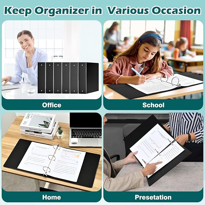 Heture 3 Ring Binder 2 Inch 6 Pack,2" Clear View with Round Rings, PVC-Free,Holds for 450 Sheets 8.5X 11 US Letter Size Paper, Durable Black Binders Perfect for Office,School and Home