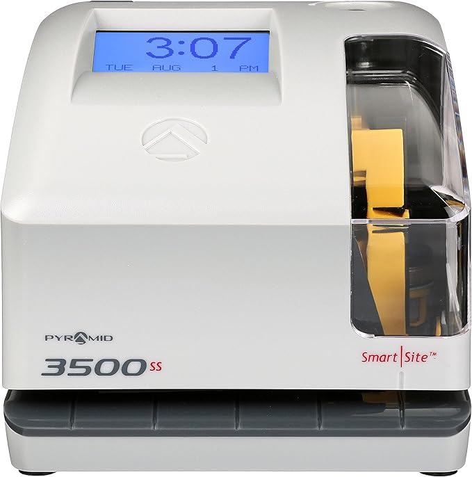 Pyramid Time Systems - 3500SS Employee Automatic Time Clock Bundle | For Payroll Tracking and Attendance Management, With SmartSite Alignment, 25 Time Cards, 1 Ribbon and 2 Security Keys
