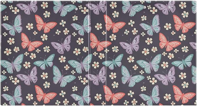 Butterfly Insect Flower Round Ring Binders 1.5 Inch Biology Botany Natural Science 3 Ring Clipboard Binder for Office School Work Supplies File Folder 200 Sheet Capacity 2 Pieces