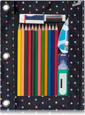 Forvencer Pencil Pouch for 3 Ring Binder, Large Pencil Case Pouch | 3 Reinforced Grommets, Pen Bag, Clear Window Pencil Case, Binder Accessories, Black Polka Dot