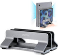 Aluminum Dual Vertical Laptop Stand Dock Holder, Supports 2 Devices, Adjustable Slot Width 15-36mm, Space-Saving Upright Storage for MacBook and Laptops