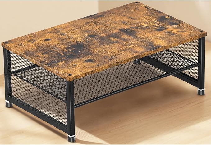 ECOLOVI 2-Tier Computer Monitor Stand Riser, Printer & Laptop Stand, Office Desk Accessories, Workspace Desk Organizer for Home Office Supplies, Brown