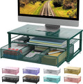 gianotter Computer Monitor Stand Riser with Drawer | Desk Organizers and Accessories Desk Accessories & Workspace Desktop Organizers Storage for Printer Stand (Dark Green)