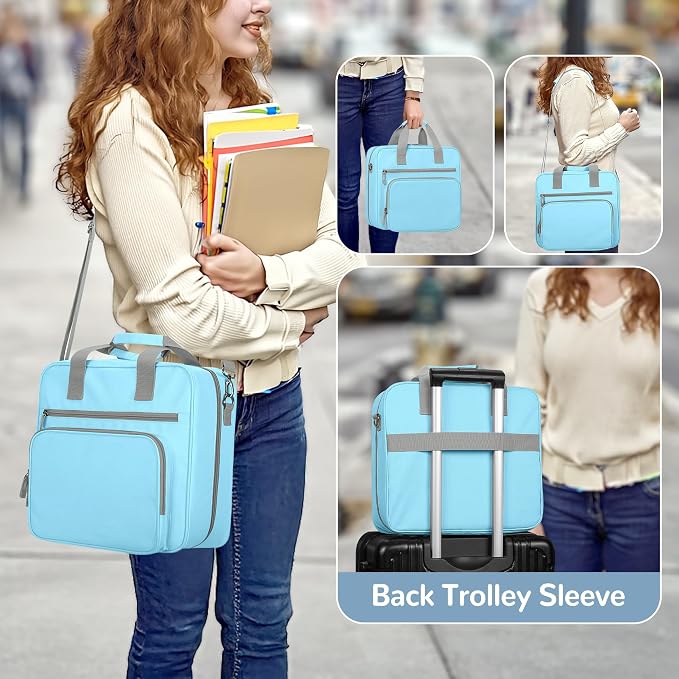 Yarwo 2026 Upgraded Zipper Binder 3 Ring Binder Bag with Pencil Pouch | 500 Sheets Capacity, 5-Tab Expanding File Folder, 14” Laptop Padded Sleeve, Shoulder Strap, for College, Office, Home, Blue