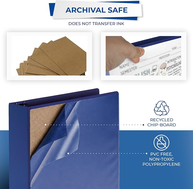 Samsill 2 Inch 3 Ring Binders, Economy Round Ring, Clear View Cover, 425 Sheet Capacity - for School, Home, Office - Blue, 12 Pack